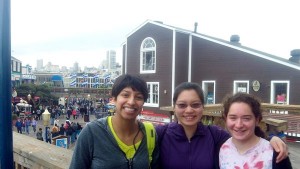 At Pier 39 in San Francisco! Suman, Tiffany, and Gabby. And it's all the same people from here :)