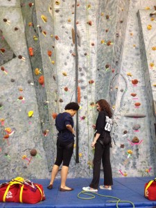 Julie and I getting ready to climb the wall.
