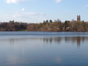 The campus from across Lake Waban... Taken during my first walk around the lake!