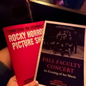 Programs from Rocky Horror and the Fall Faculty Concert