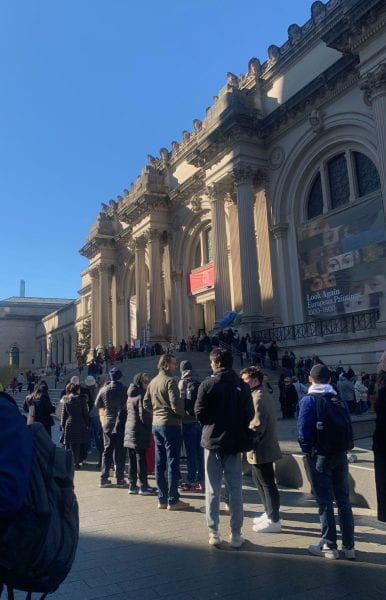 Long line in front of the Met.