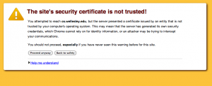 The site's security certificate is not trusted!