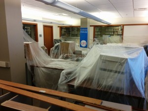 The archives in Clapp Library after the leak