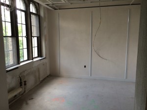 A faculty office on the fourth floor undergoes renovations.
